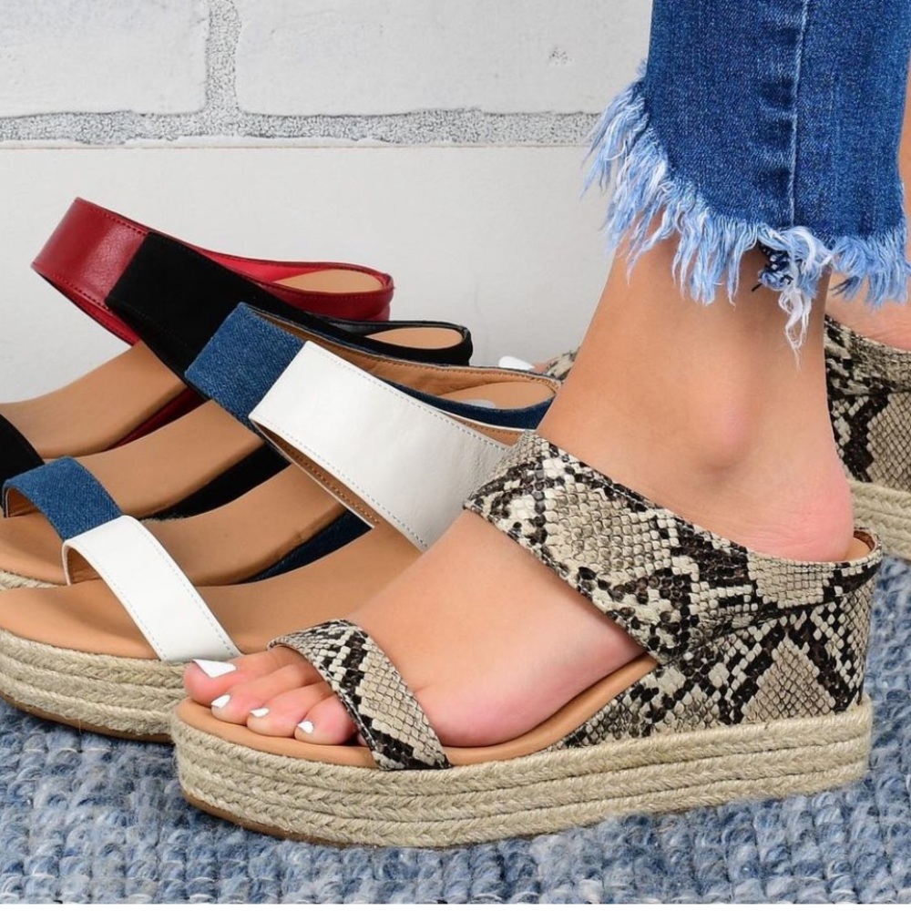 Snakeskin Slip-on Espadrille Wedges